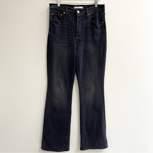 Levi’s Ribcage Bootcut Jeans Washed Black High Waisted  Button Fly Size 31/33 - Picture 4 of 14